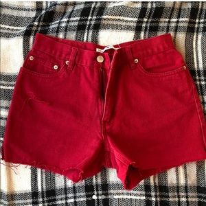 Tommy Hilfiger red cut off mom shorts
